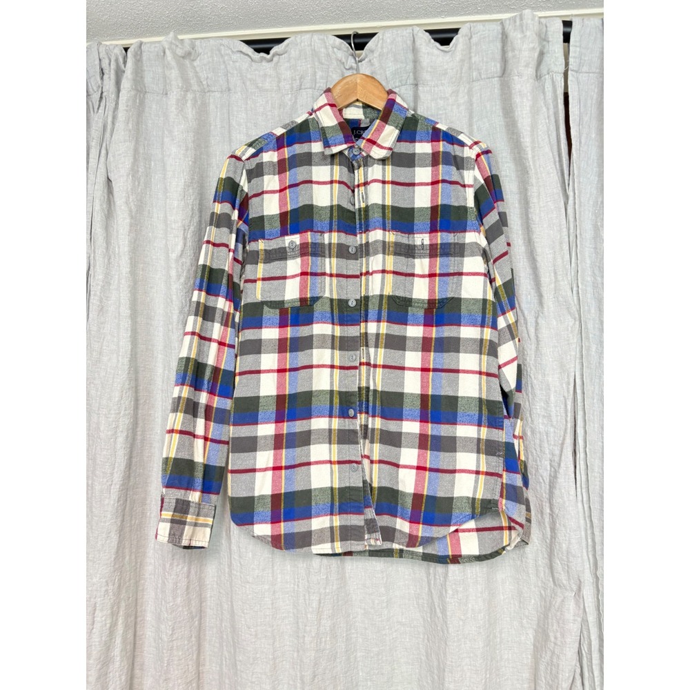 J.Crew Mens Flannel Button Down Shirt Multicolor Plaid Cotton Medium